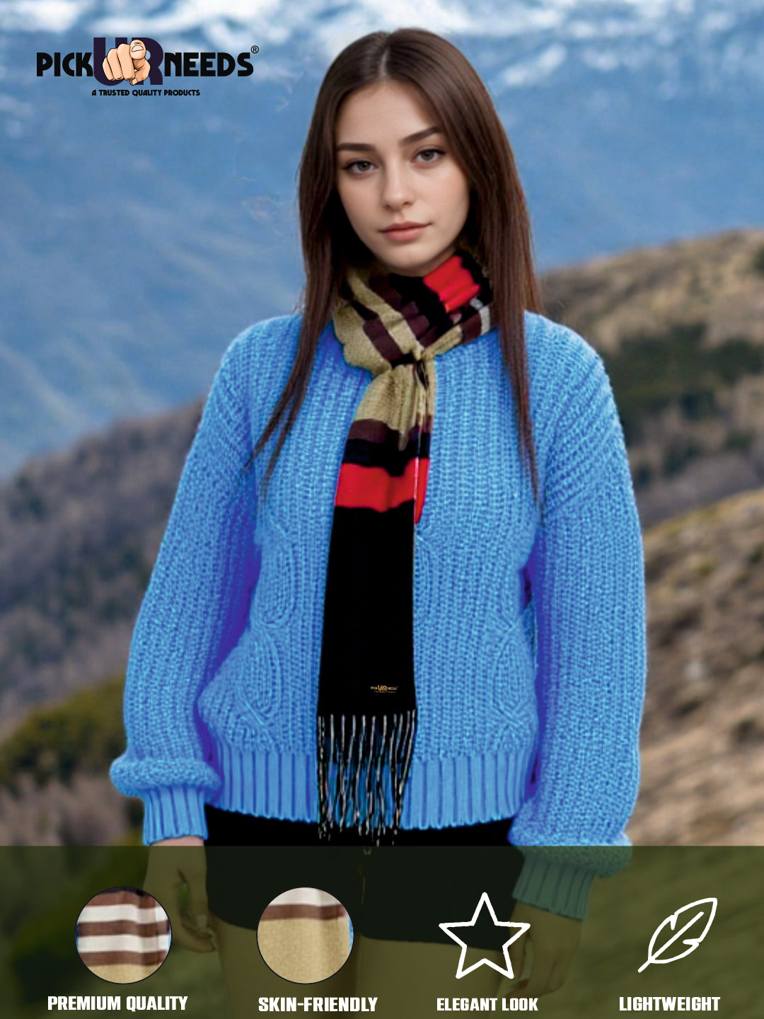 Pick Ur Needs Pure Cashmere Womens Winter Stylish Muffler Warm, Soft and Trendy Scarves for Cold W